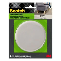 Scotch 4pk Reusable Hard Sliders Gray: Furniture Moving Pads for Carpet, Plastic, 3.5" x 3.5"