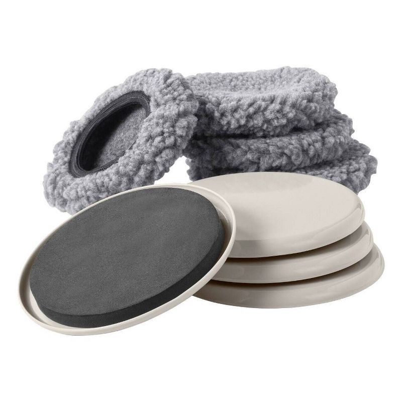 slide 3 of 4, Scotch 4pk Sliders: Furniture Movers Pads for Hardwood, Plastic, Beige, 5"x5", 4 ct