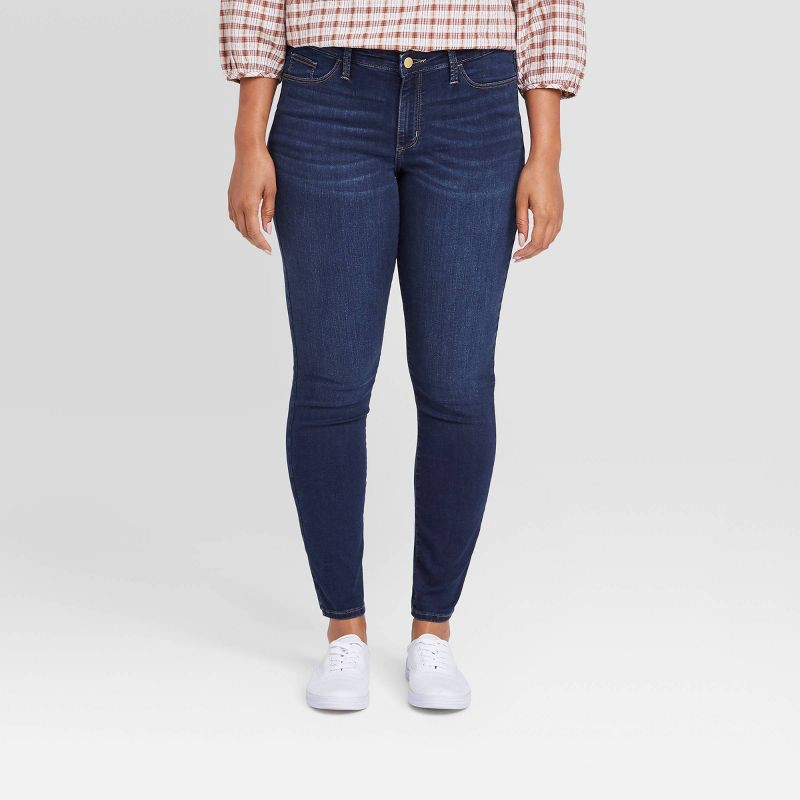 slide 2 of 8, Women's Mid-Rise Skinny Jeans - Universal Thread Blue 6, 1 ct