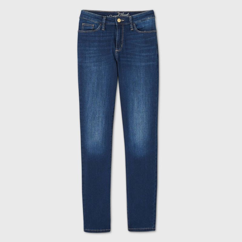 slide 8 of 8, Women's Mid-Rise Skinny Jeans - Universal Thread Blue 8, 1 ct