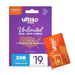 Ultra Mobile Ultra SIM Unlocked Kit 1-Month 2GB Card