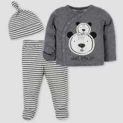 Gerber Baby Boys' 3pc Bear Take Me Home Bodysuit Set - Gray 0-3M