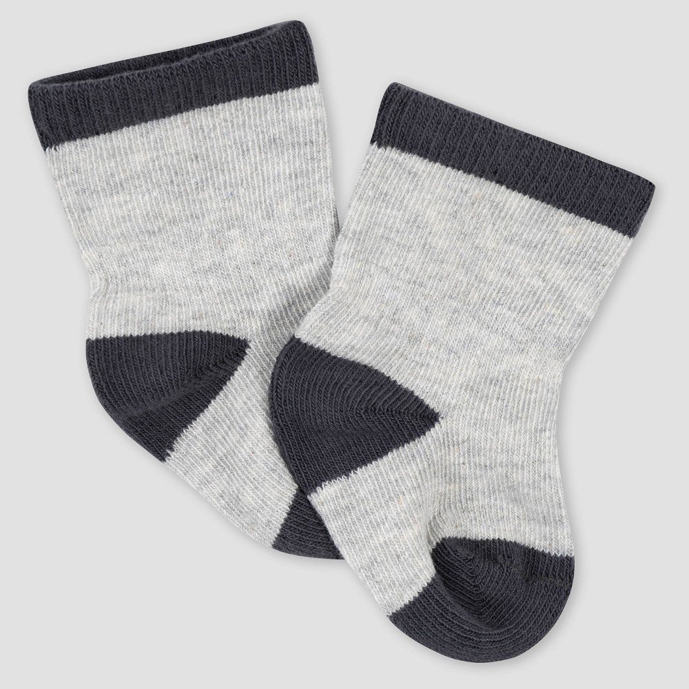 slide 2 of 7, Gerber Baby Boys' 6pk Bear Jersey Wiggle Proof Socks - Gray 0-6M, 6 ct