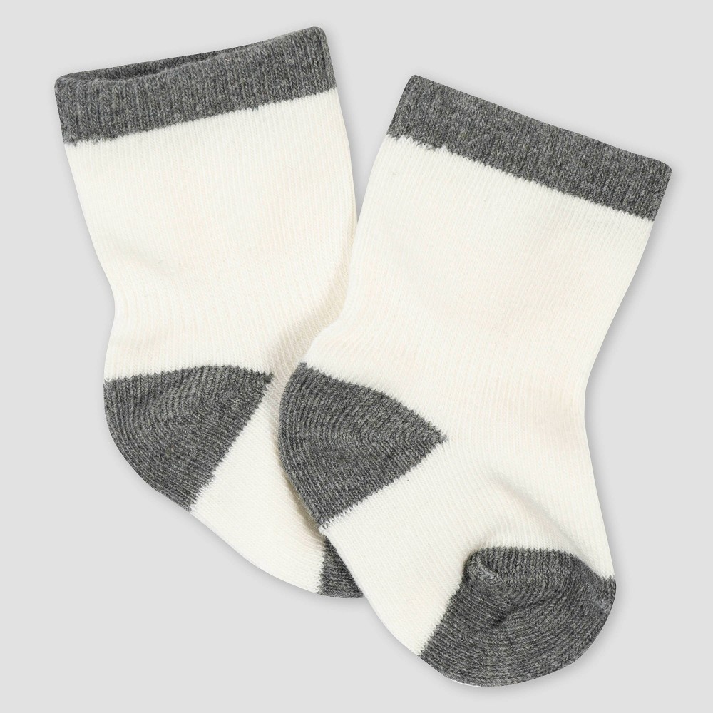 slide 5 of 7, Gerber Baby Boys' 6pk Bear Jersey Wiggle Proof Socks - Gray 0-6M, 6 ct