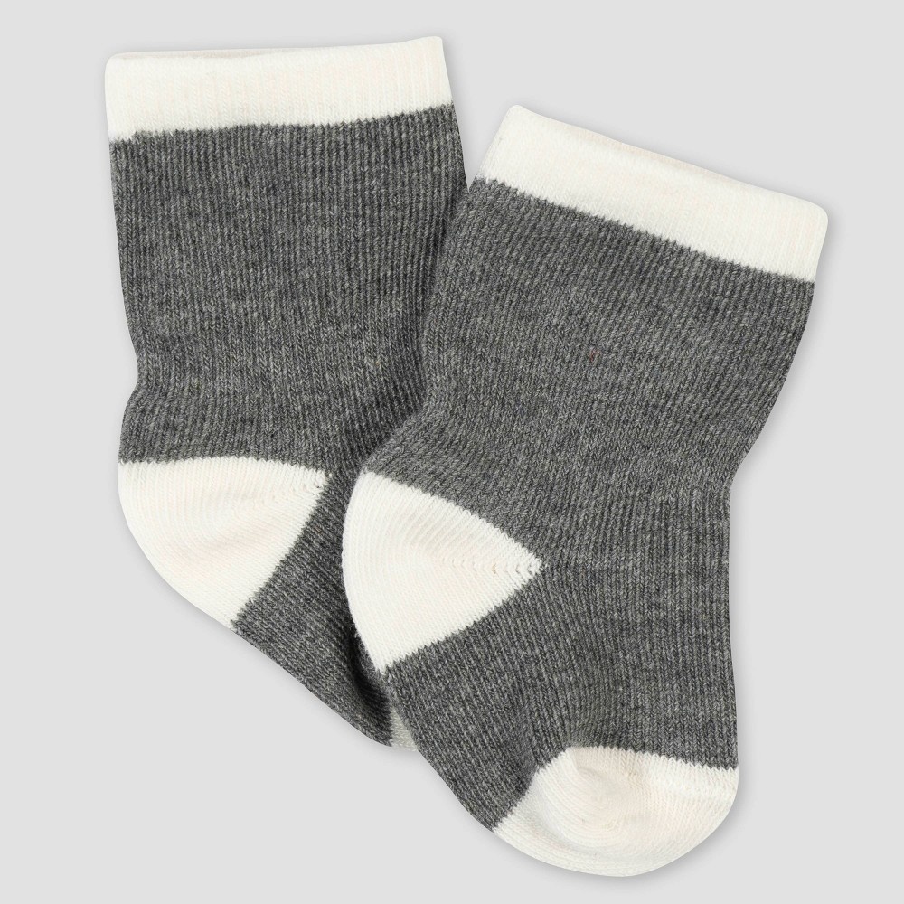 slide 3 of 7, Gerber Baby Boys' 6pk Bear Jersey Wiggle Proof Socks - Gray 0-6M, 6 ct