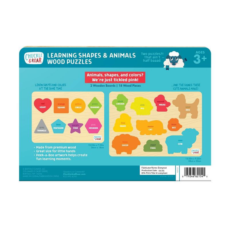 slide 7 of 7, Chuckle & Roar Shapes & Animals Learning Kids Puzzles 2pk, 2 ct