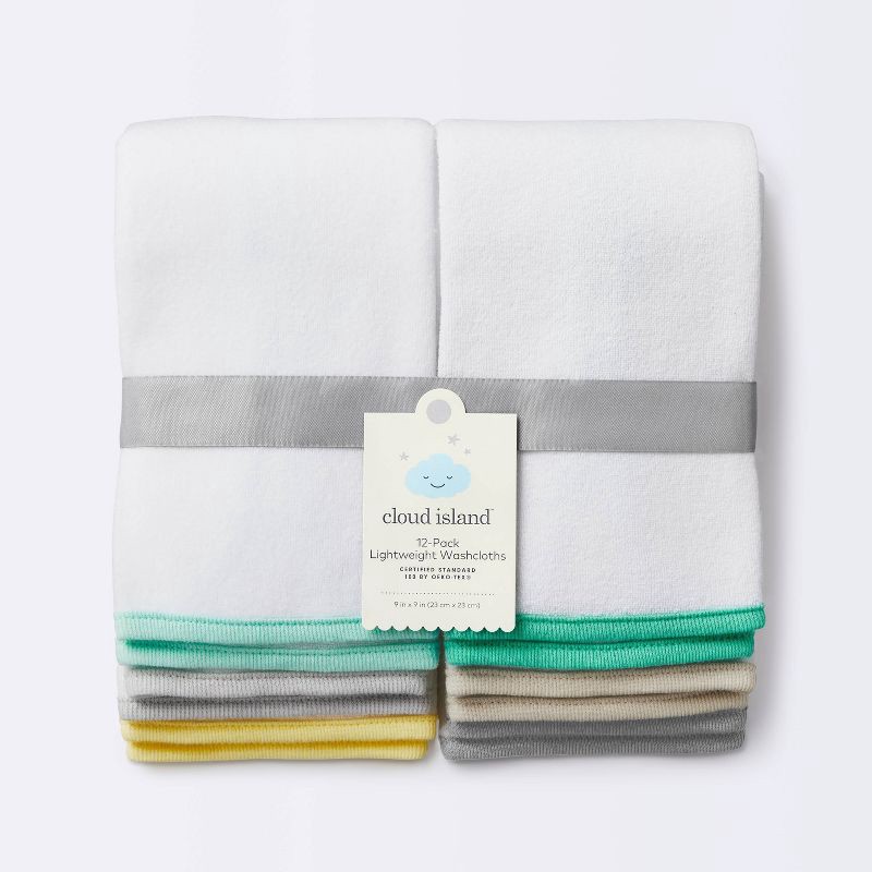 slide 3 of 5, Baby 12pk Washcloth Set - Cloud Island™ White, 12 ct