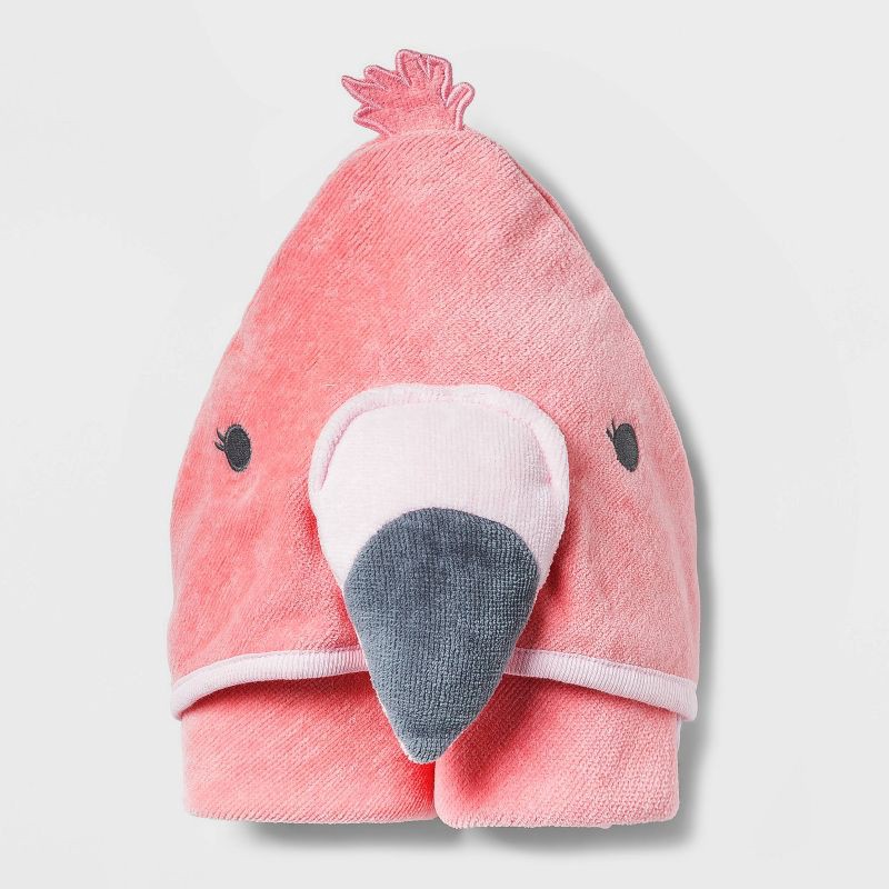 slide 2 of 2, Baby Girls' Flamingo Hooded Bath Towel - Cloud Island™ Coral, 1 ct