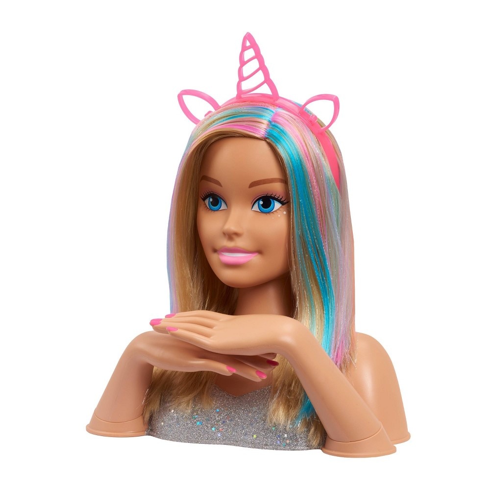 slide 3 of 7, Barbie Deluxe Glitter and Go Styling Head, Blonde Hair, 20 ct