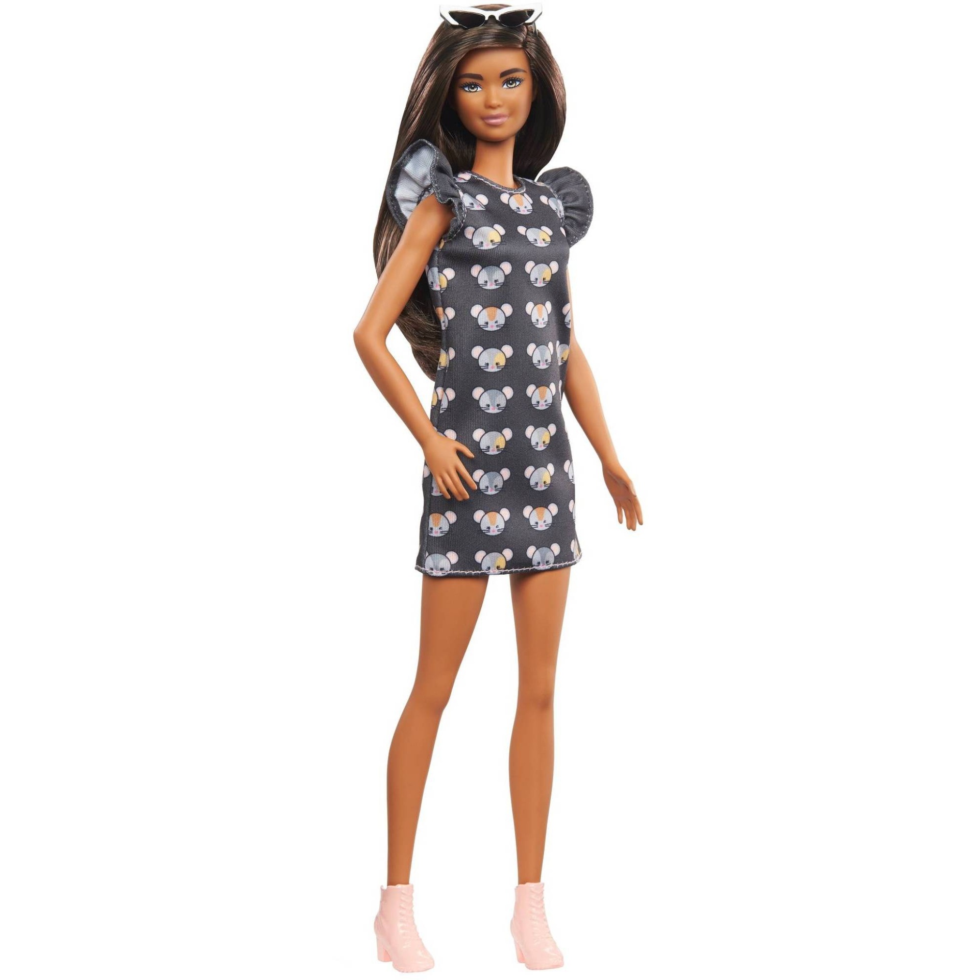 slide 1 of 6, ?Barbie Fashionistas Doll - Mouse-Print Dress, 1 ct