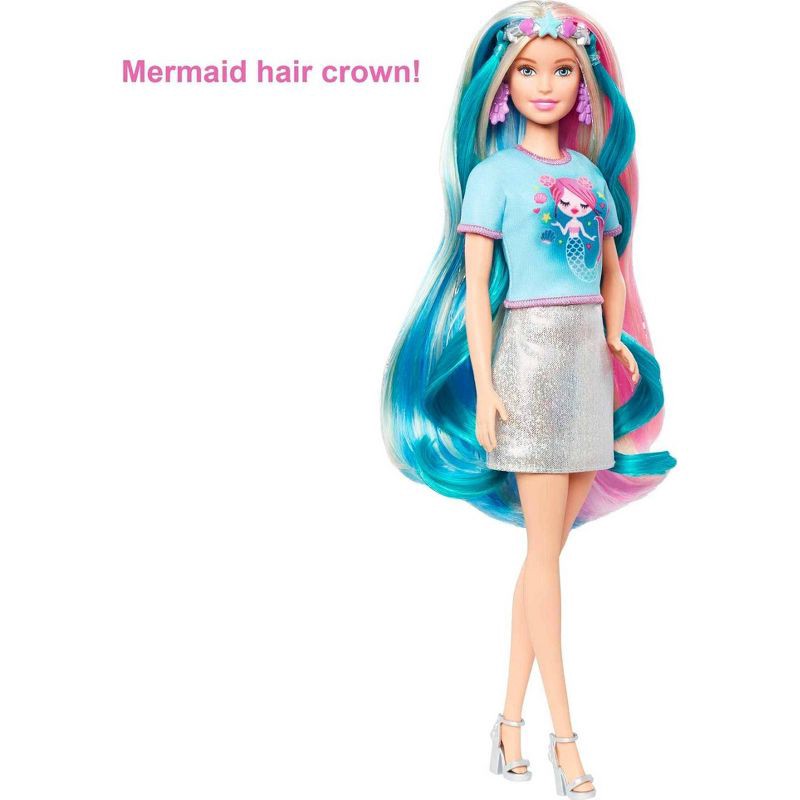 slide 3 of 6, Barbie Fantasy Hair Doll with Mermaid & Unicorn Looks, 1 ct