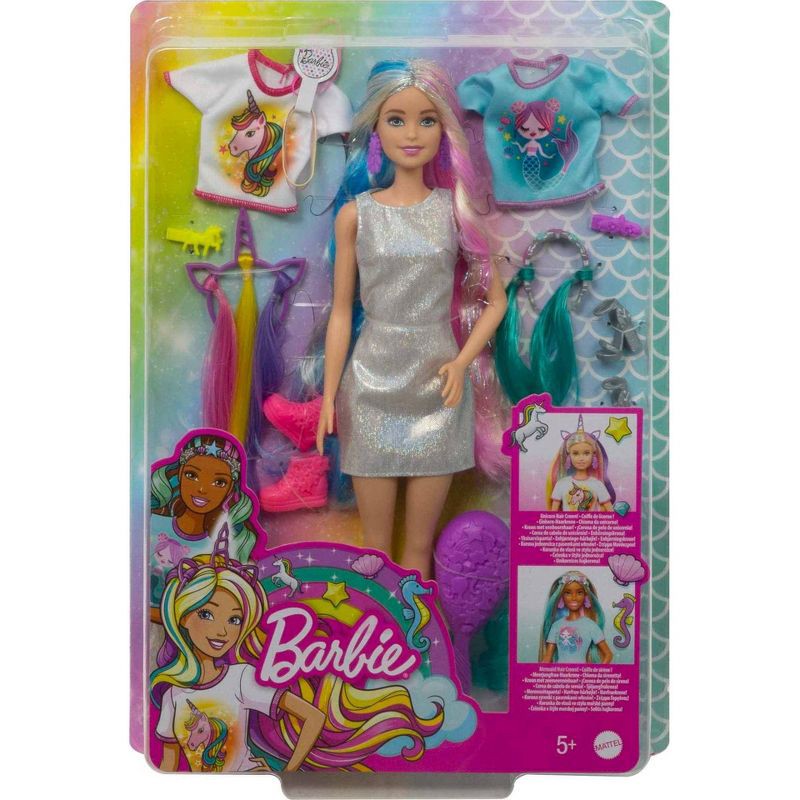 slide 6 of 6, Barbie Fantasy Hair Doll with Mermaid & Unicorn Looks, 1 ct