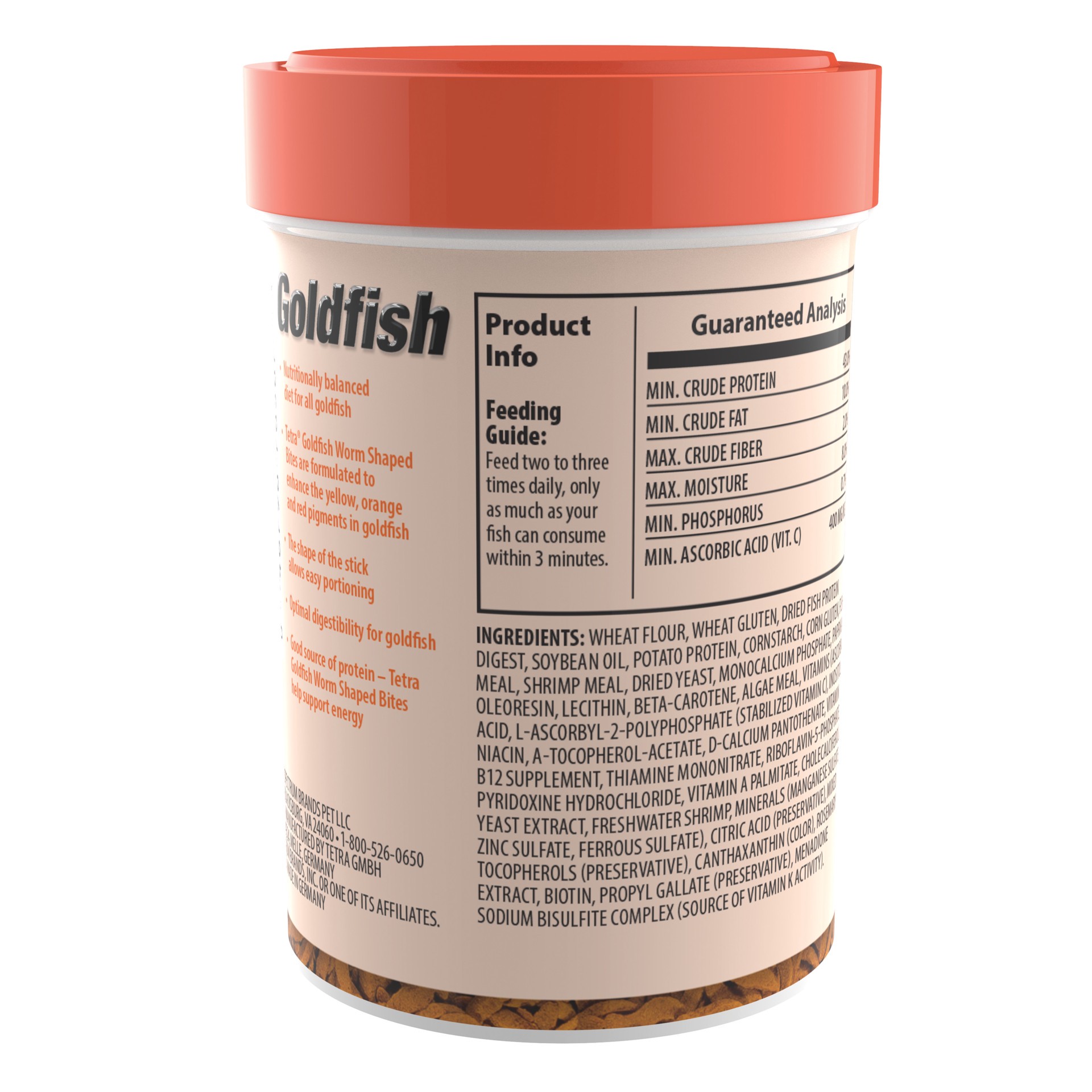 slide 1 of 3, Tetra Goldfish Treat, Worm Shaped Bites, 2.42 oz, 0.20 lb