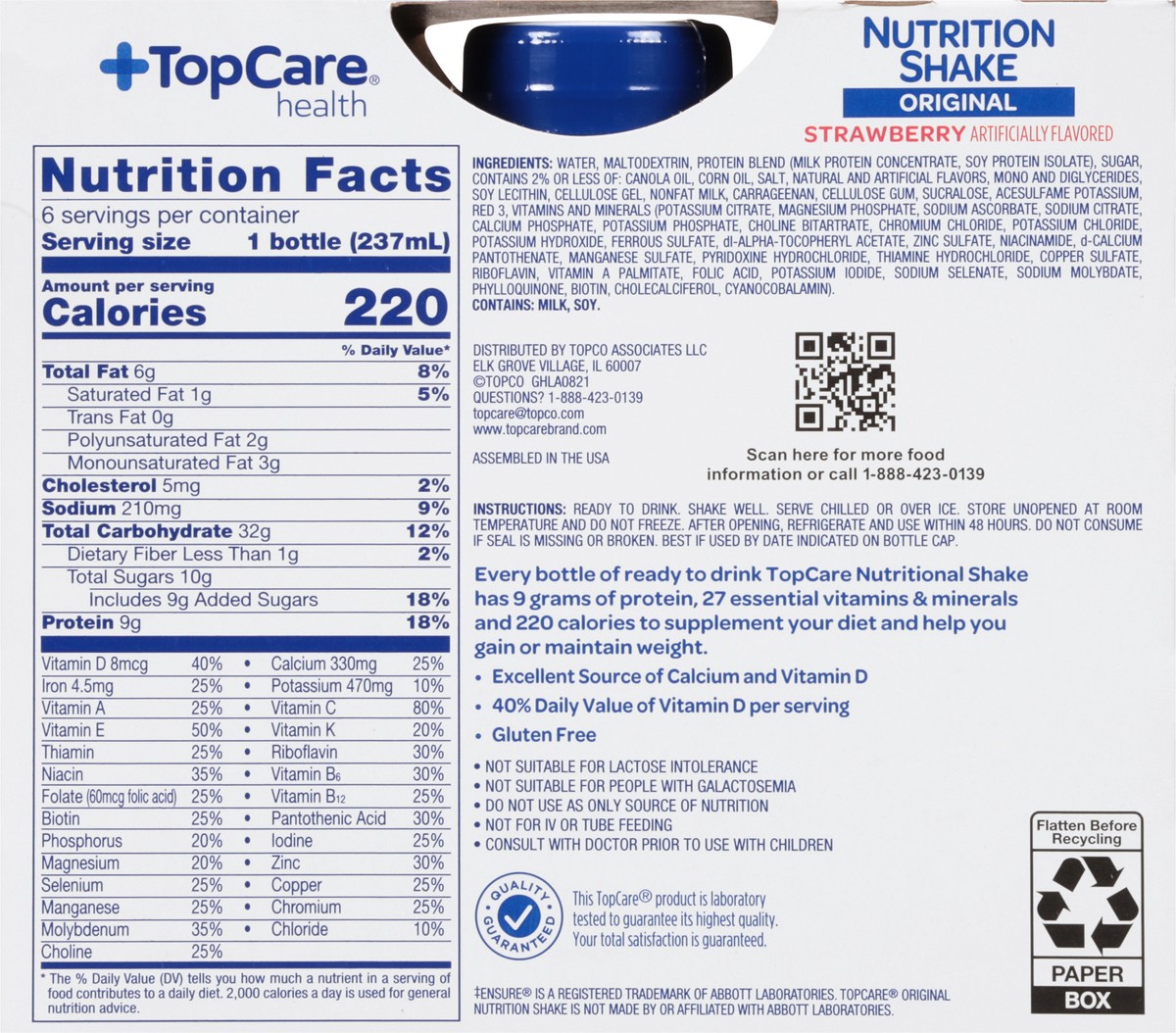 slide 5 of 9, TopCare Strawberry Adult Nutrition Shake-Topcare Nutrisure, 6 ct; 8 fl oz