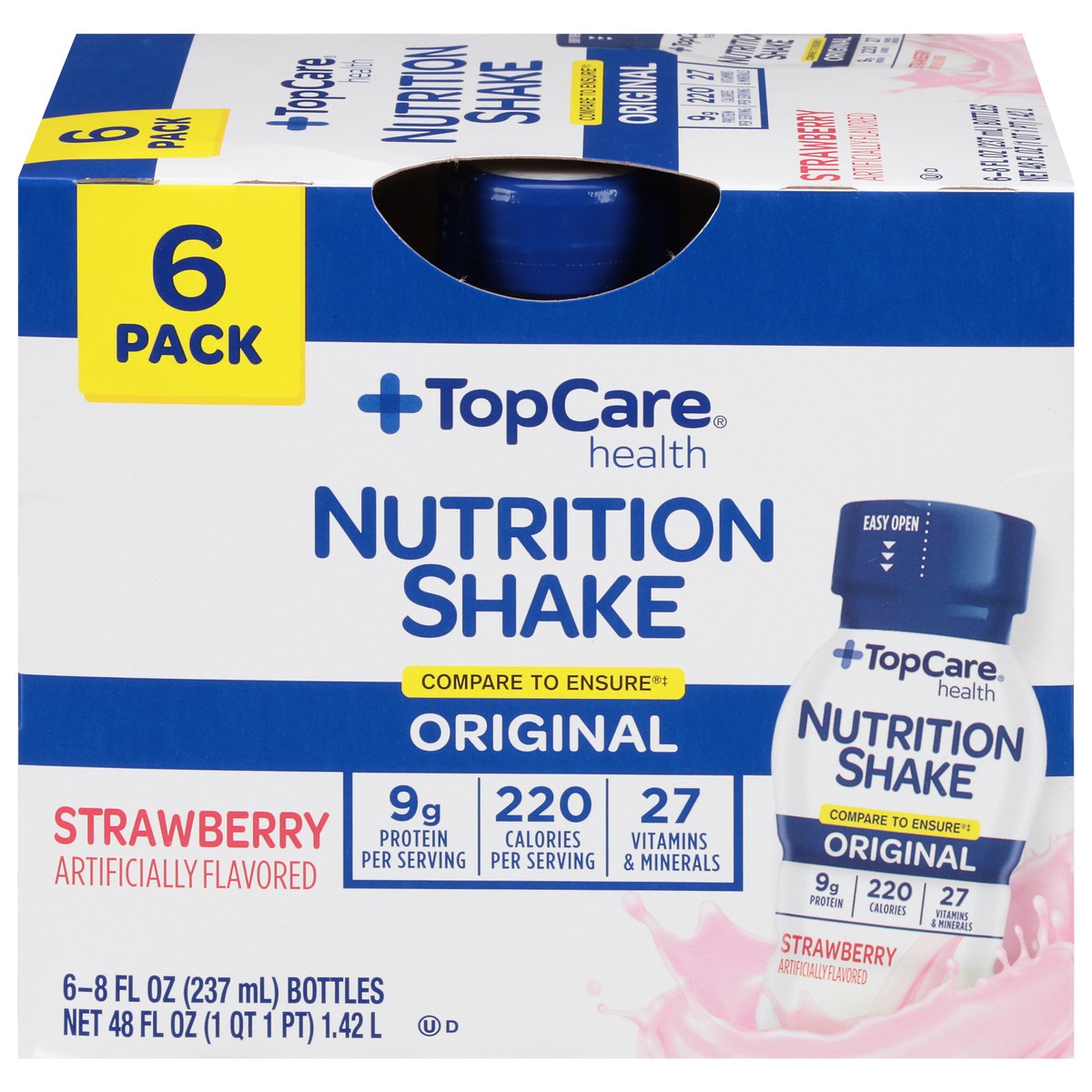 slide 1 of 9, TopCare Strawberry Adult Nutrition Shake-Topcare Nutrisure, 6 ct; 8 fl oz