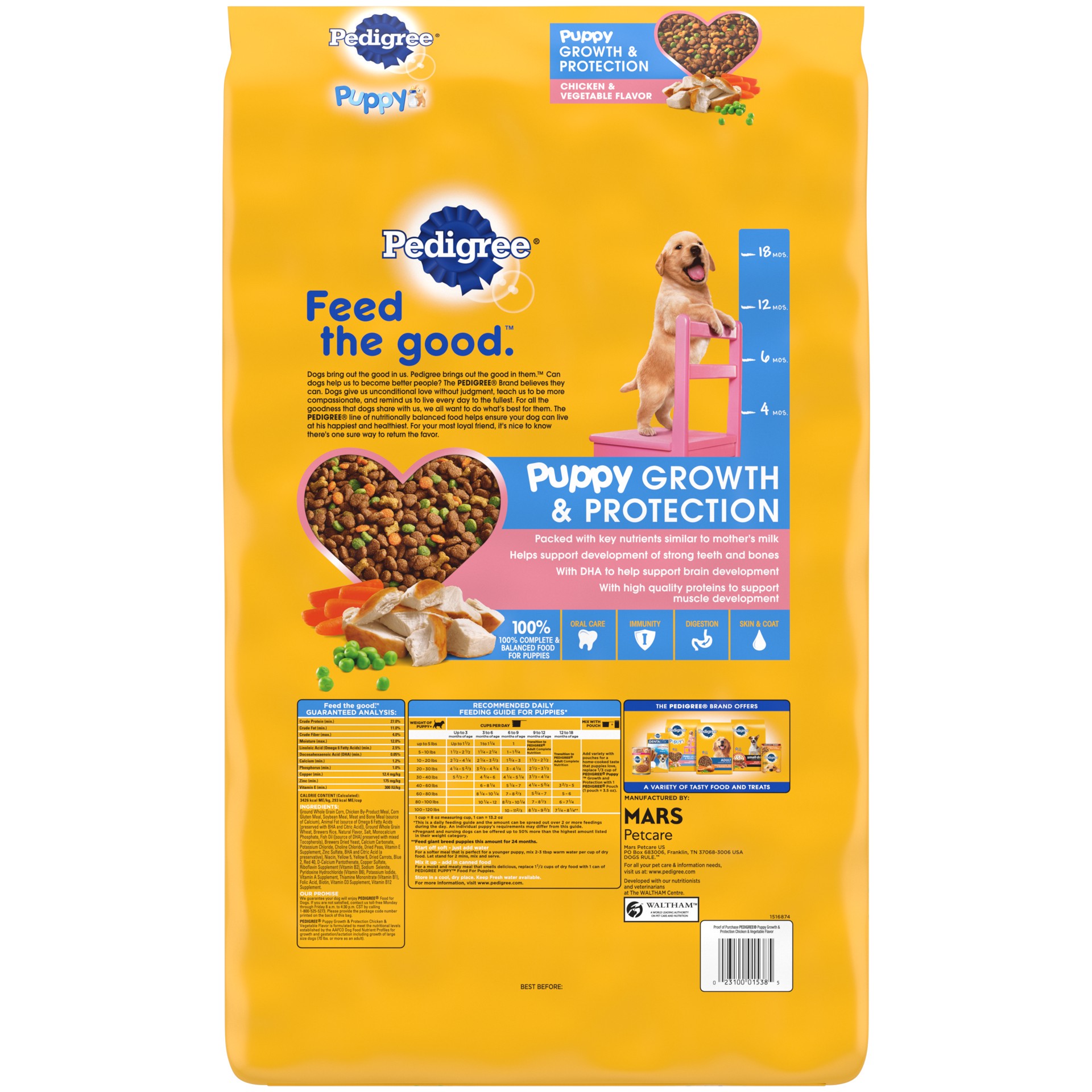 slide 2 of 5, PEDIGREE Puppy Growth & Protection Dry Dog Food Chicken & Vegetable Flavor, 16.3 lb. Bag, 16.30 lb