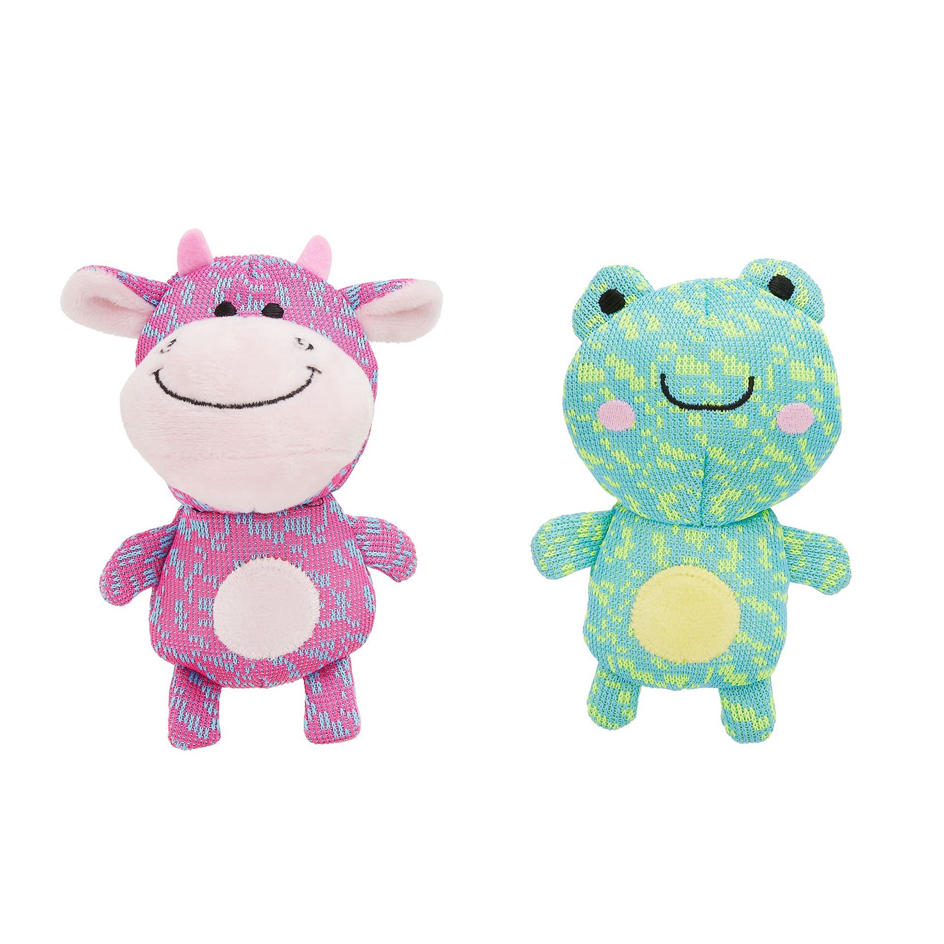 slide 1 of 1, Joyhound Fly Knit Plush Frog & Cow Dog Toys 2 CT, 1 ct