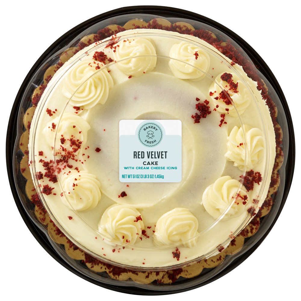 slide 1 of 2, Bakery Fresh Red Velvet Cake with Cream Cheese Icing, 51 oz