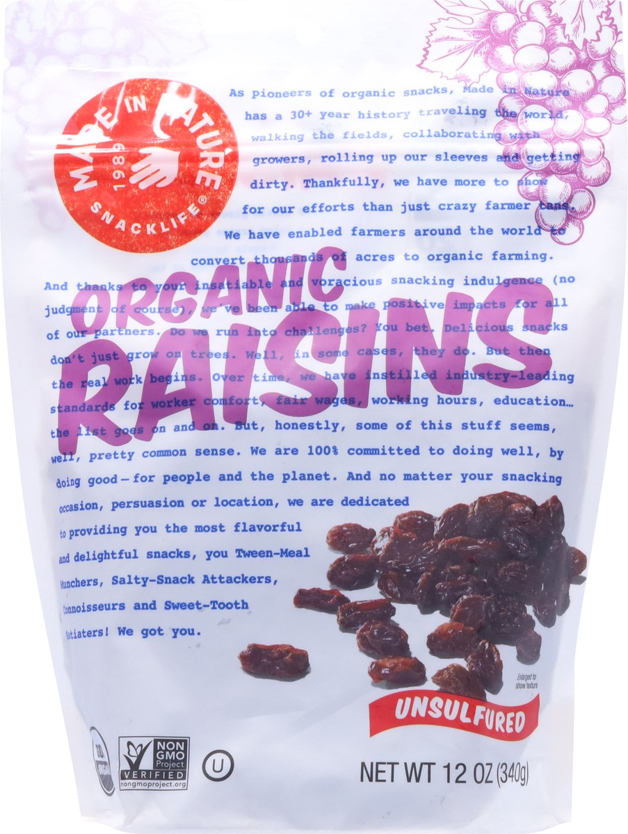 slide 7 of 9, Made in Nature Organic Unsulfured Raisins 12 oz, 12 oz