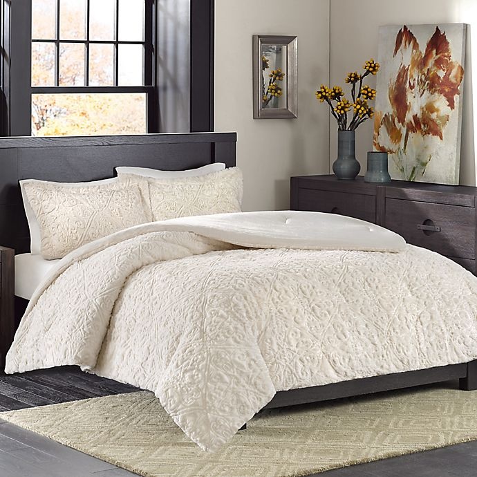 slide 1 of 10, Madison Park Bismarck Ultra Plush Full/Queen Comforter Set - Ivory, 3 ct