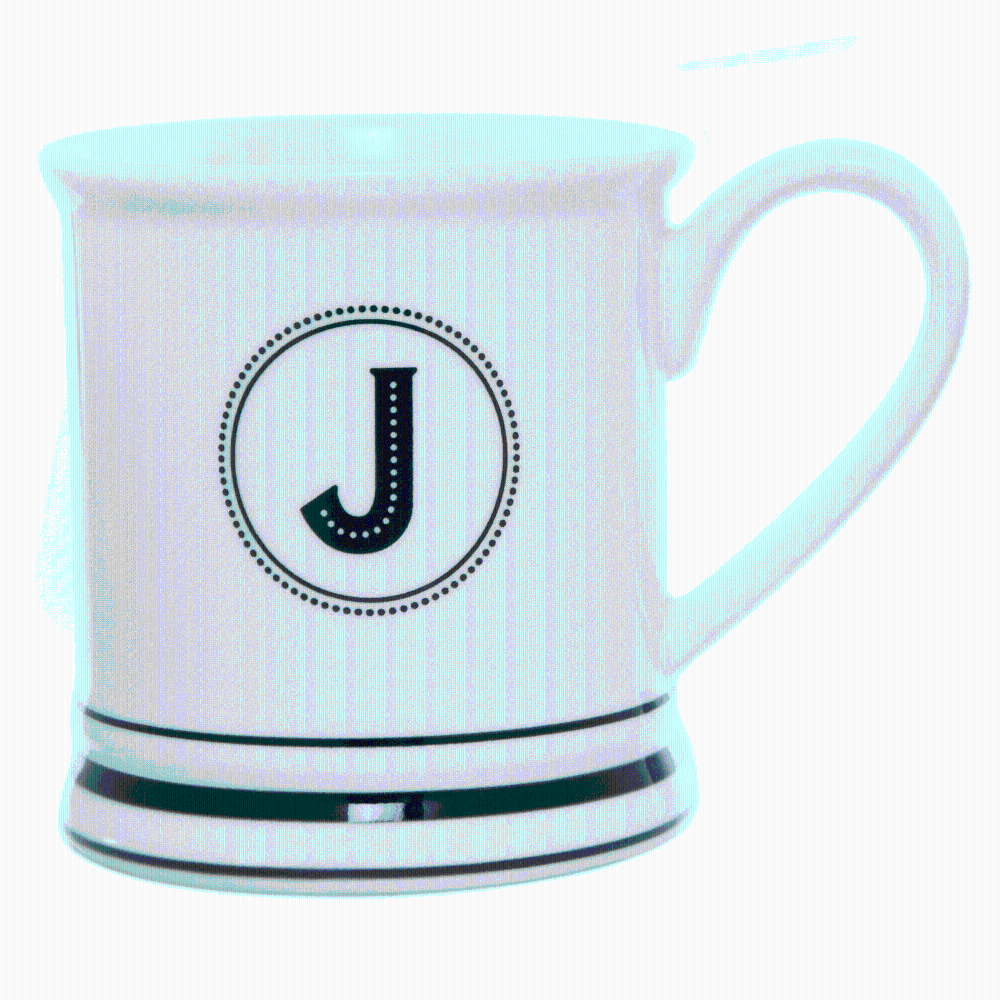 slide 1 of 1, Pmi Worldwide Barber Shop Monogrammed Mug - White/Black, 1 ct