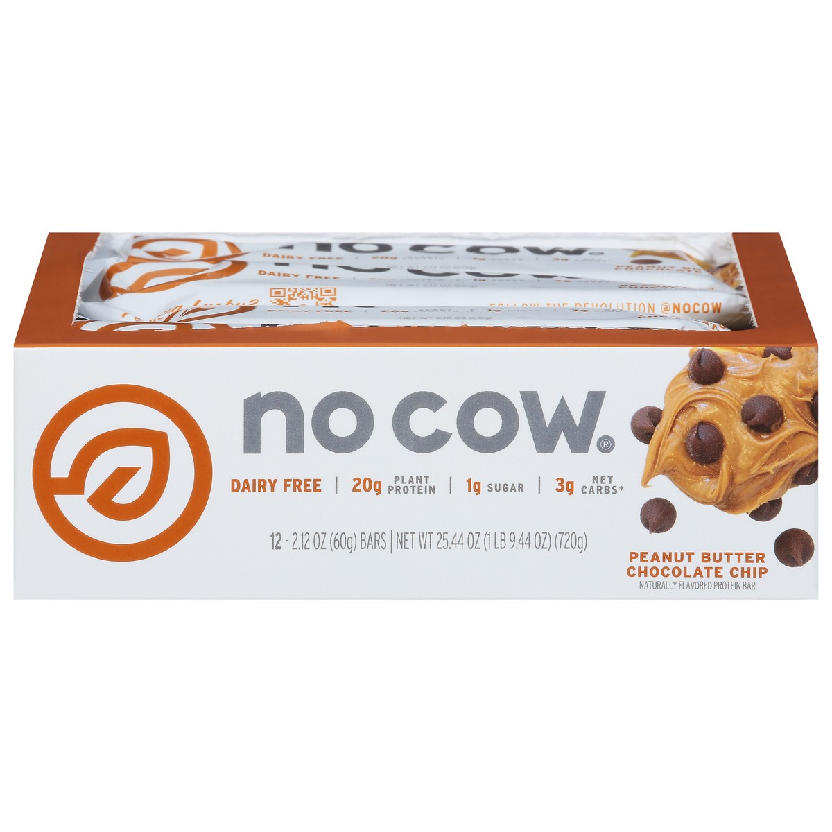 slide 1 of 9, No Cow Peanut Butter Chocolate C1hip Protein Bar 12 - 2.12 oz Bars, 12 ct