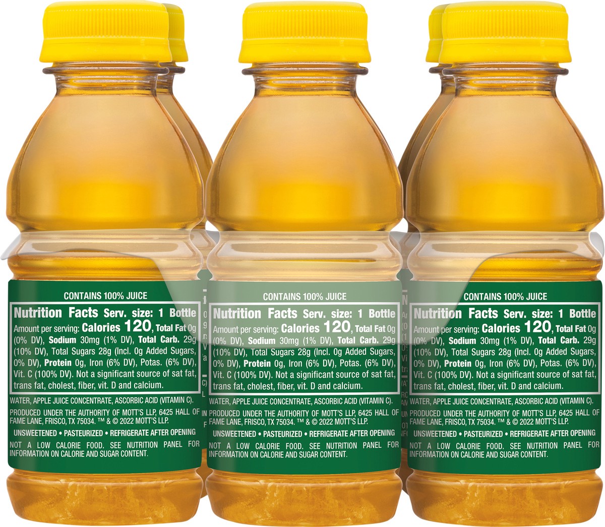 slide 10 of 12, Mott's 100% Original Apple Juice, 8 fl oz bottles, 6 pack, 6 ct; 8 fl oz