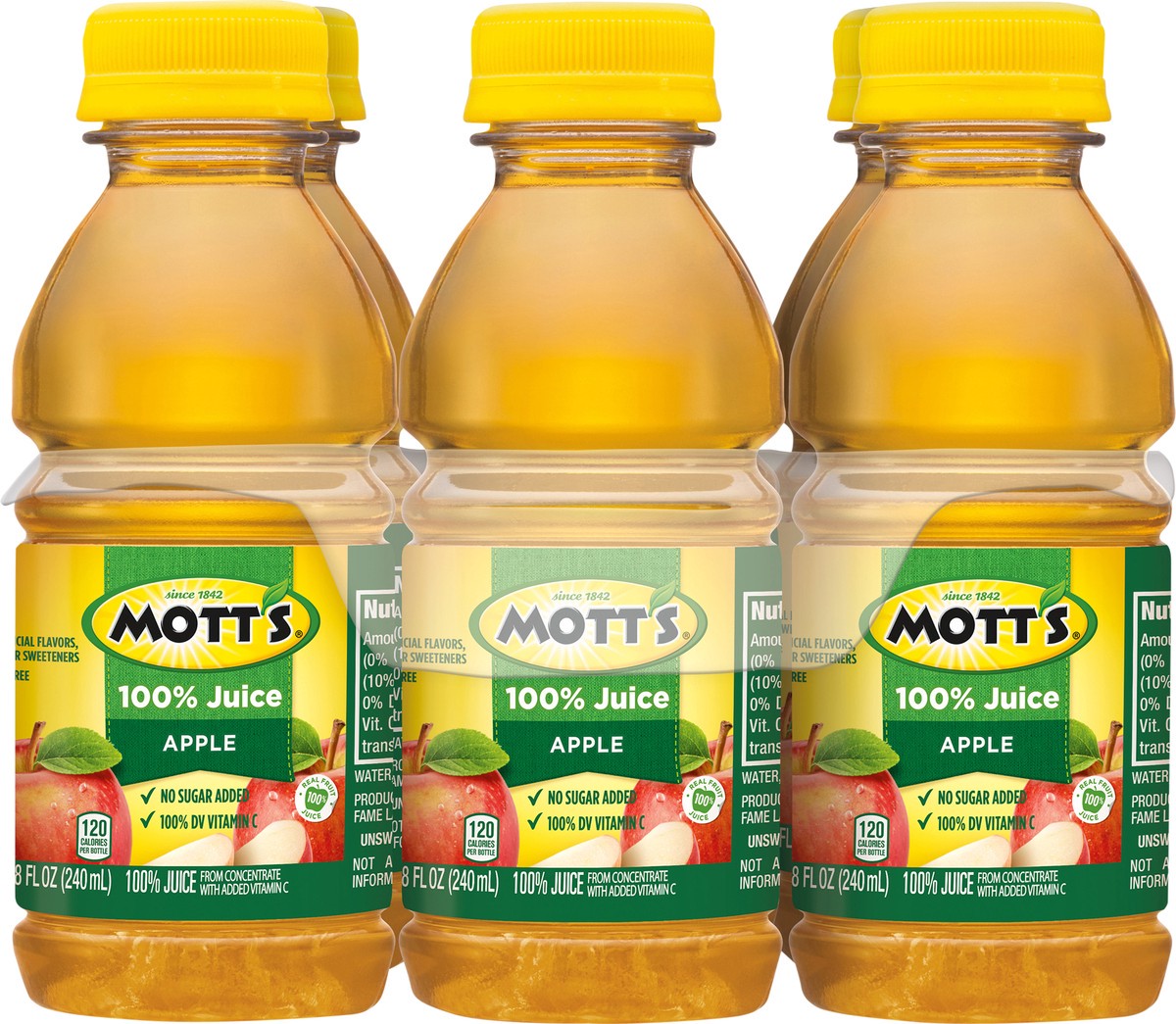 slide 4 of 12, Mott's 100% Original Apple Juice, 8 fl oz bottles, 6 pack, 6 ct; 8 fl oz