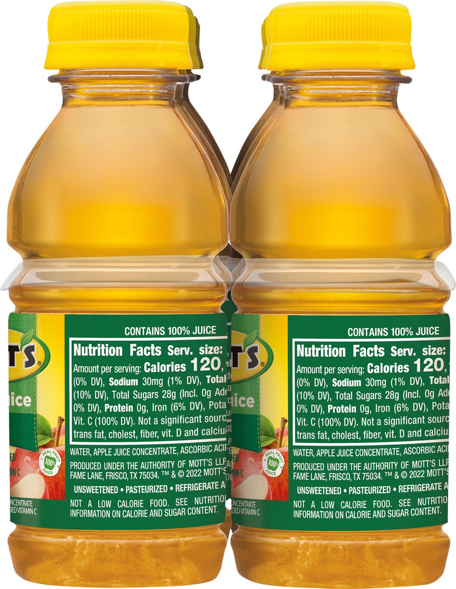 slide 7 of 12, Mott's 100% Original Apple Juice, 8 fl oz bottles, 6 pack, 6 ct; 8 fl oz