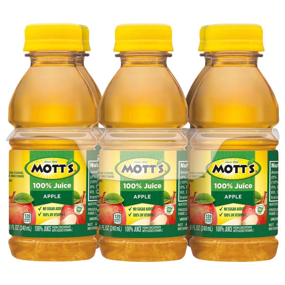 slide 1 of 12, Mott's 100% Original Apple Juice, 8 fl oz bottles, 6 pack, 6 ct; 8 fl oz