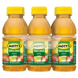 Mott's 100% Original Apple Juice, 8 fl oz bottles, 6 pack