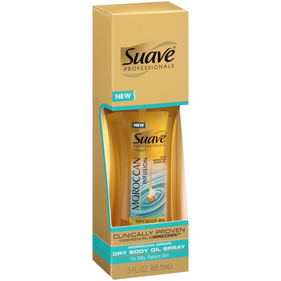 slide 3 of 6, Suave Professionals Moroccan Infusion Dry Body Oil Spray, 3oz, 3 oz