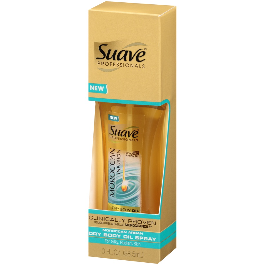 slide 4 of 6, Suave Professionals Moroccan Infusion Dry Body Oil Spray, 3oz, 3 oz