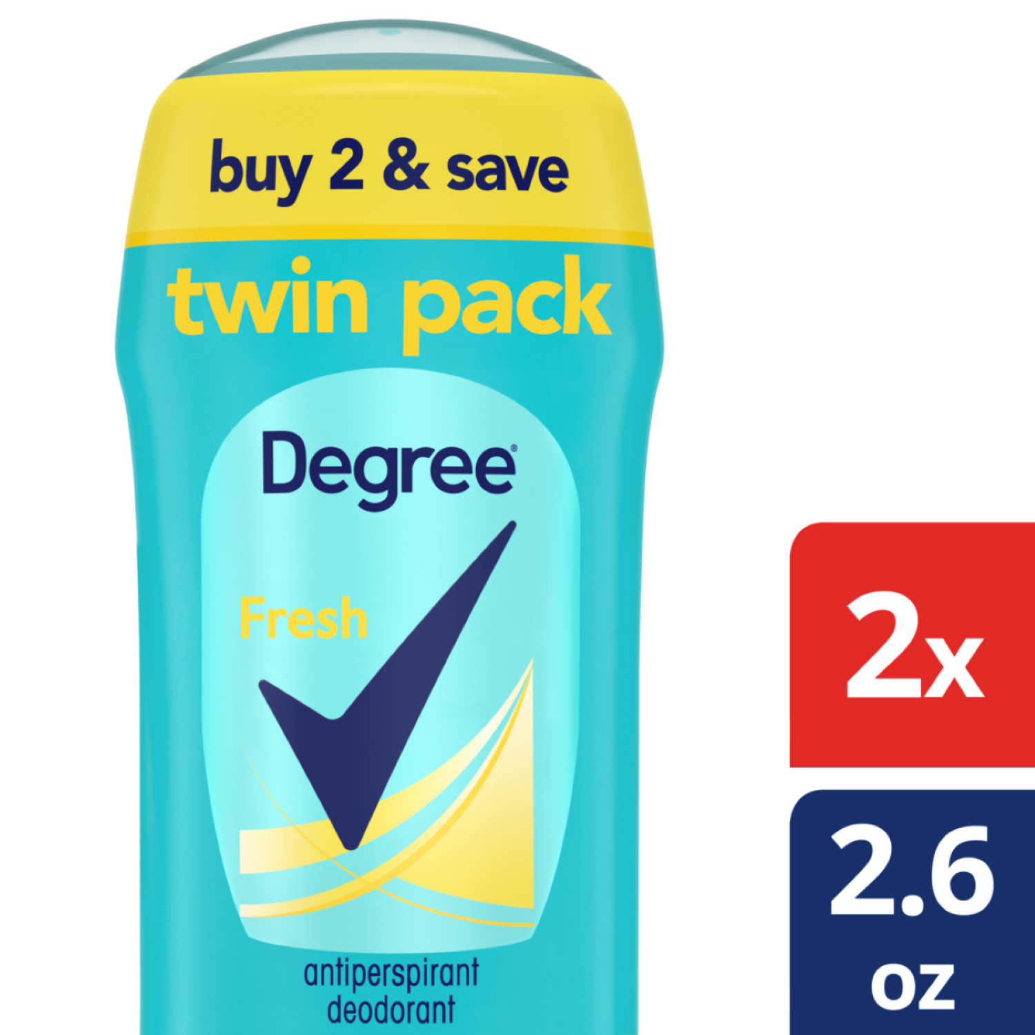 slide 1 of 5, Degree Antiperspirant Deodorant Fresh 2.6 oz, 2 ct