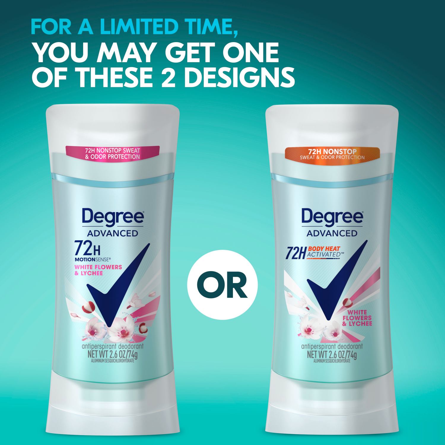 slide 3 of 5, Degree Advanced Antiperspirant Deodorant White Flowers & Lychee 2.6 oz, 2.6 oz