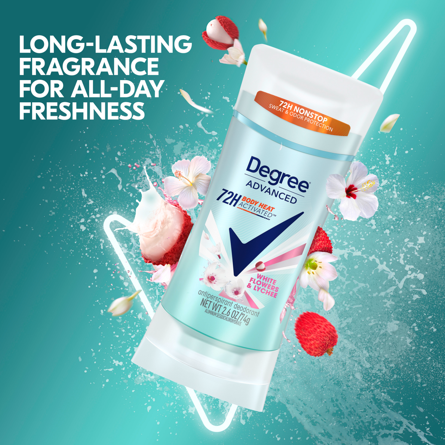 slide 5 of 5, Degree Advanced Antiperspirant Deodorant White Flowers & Lychee 2.6 oz, 2.6 oz