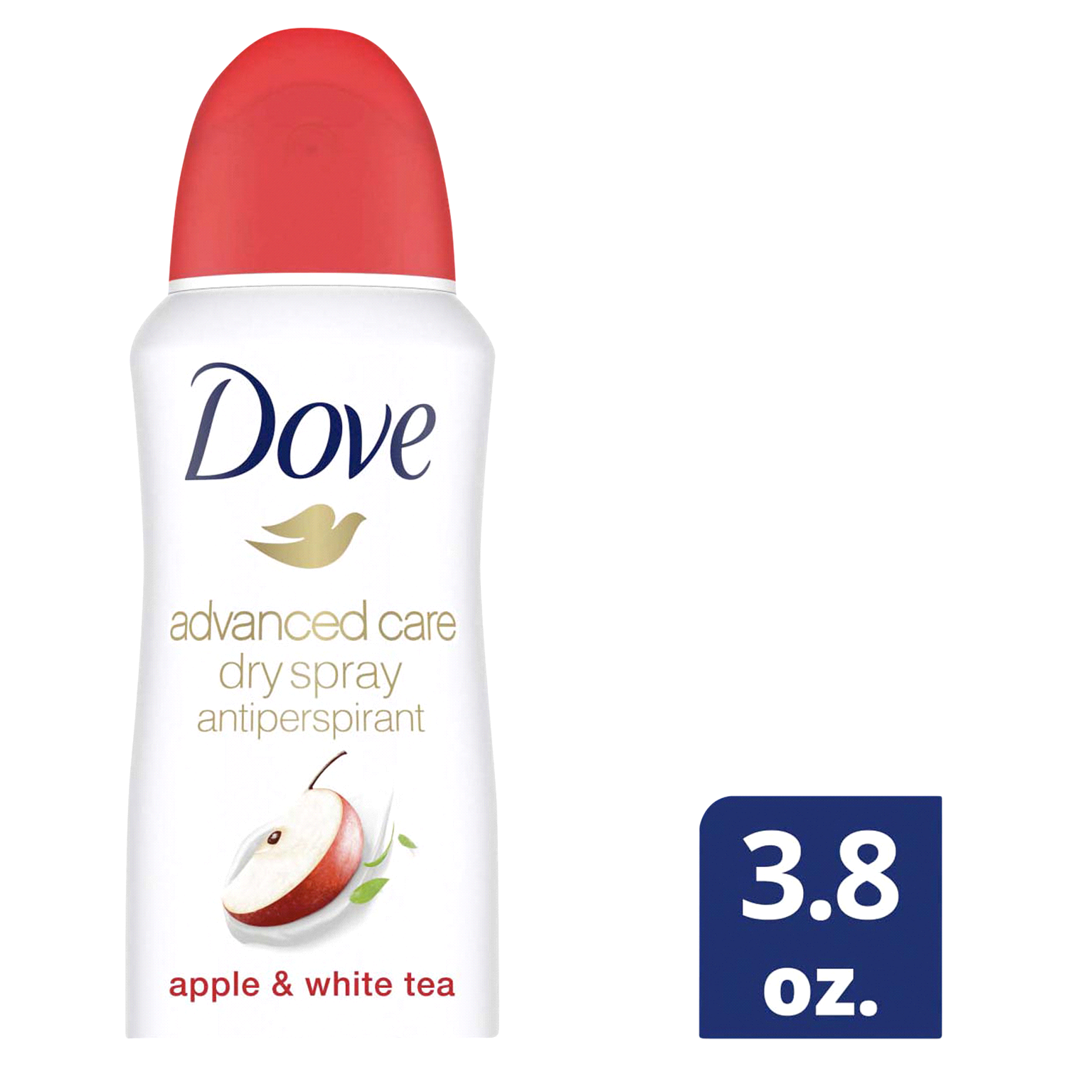 slide 1 of 2, Dove Advanced Care Apple & White Tea, Dry Spray Antiperspirant Deodorant, 3.8 oz
