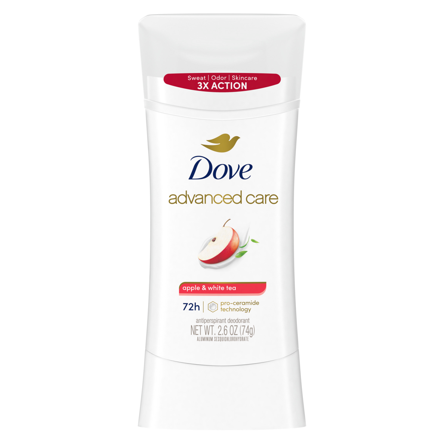 slide 5 of 7, Dove Advanced Care Antiperspirant Deodorant Stick Apple & White Tea 2.6 Oz, 2.6 oz