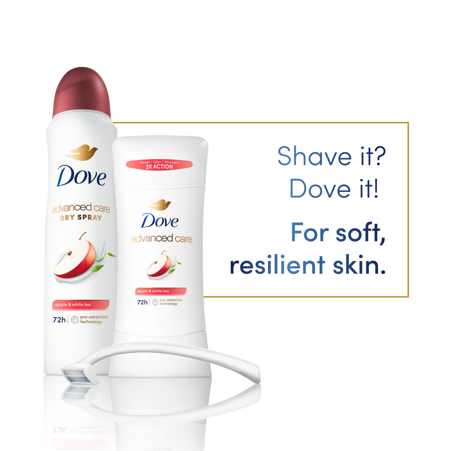 slide 7 of 7, Dove Advanced Care Antiperspirant Deodorant Stick Apple & White Tea 2.6 Oz, 2.6 oz