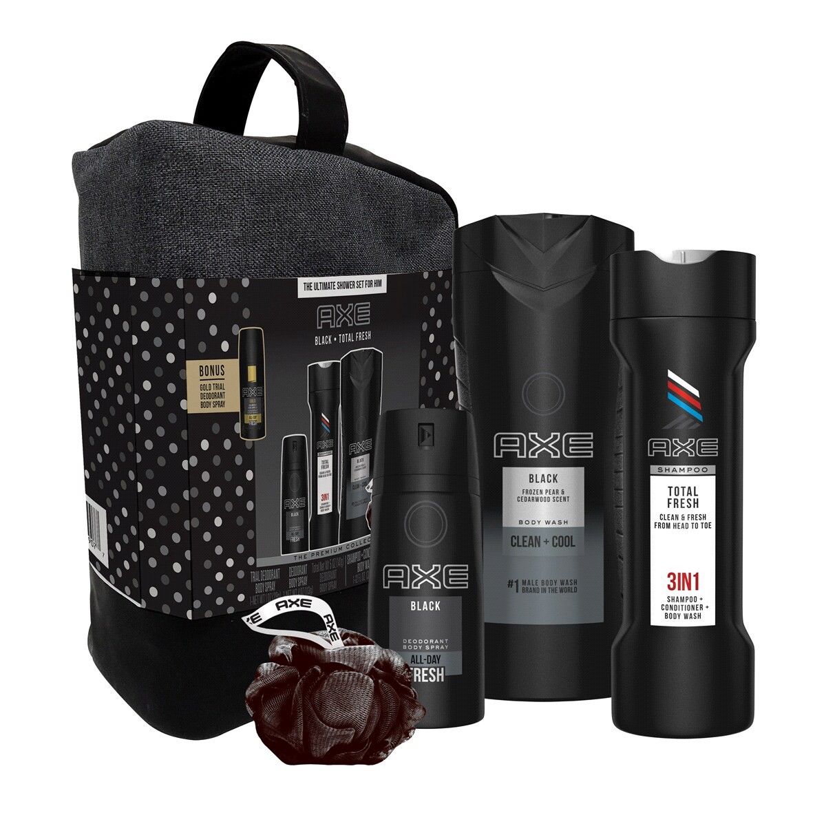 slide 7 of 8, Axe Black and Total Fresh Shower Gift Set with Bonus Items, 6 ct