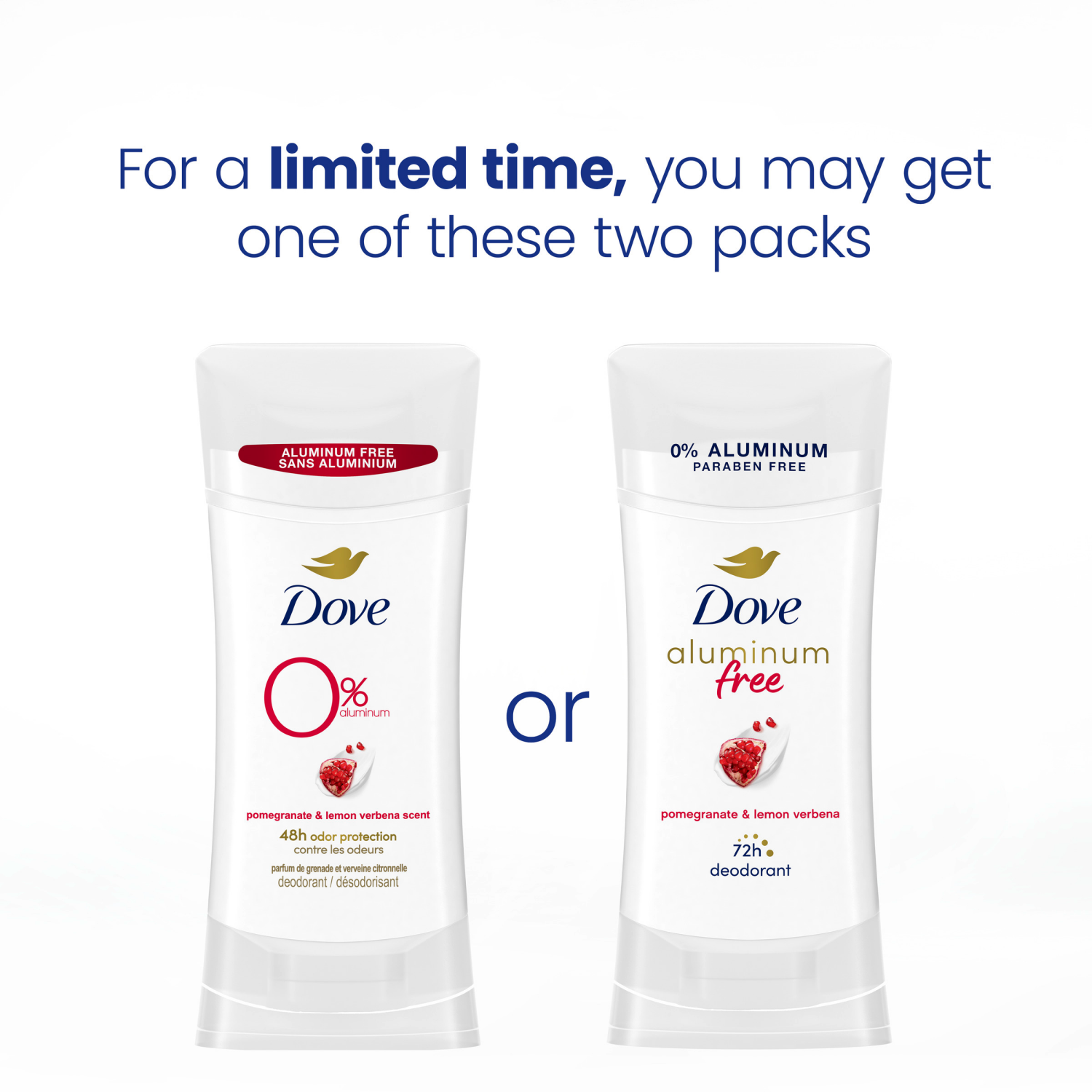 slide 2 of 8, Dove 0% Aluminum Deodorant Stick Pomegranate And Lemon Verbena 2.6 Oz, 2.6 oz