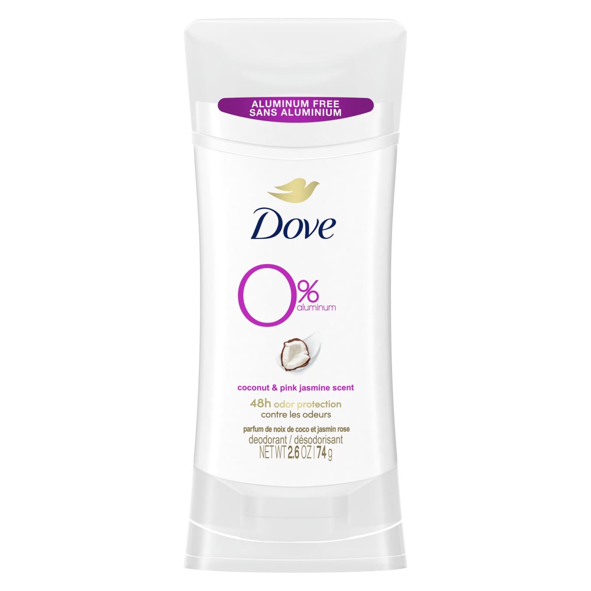 slide 24 of 29, Dove 0% Aluminum Coconut & Pink Jasmine Scent Deodorant 2.6 oz, 2.6 oz