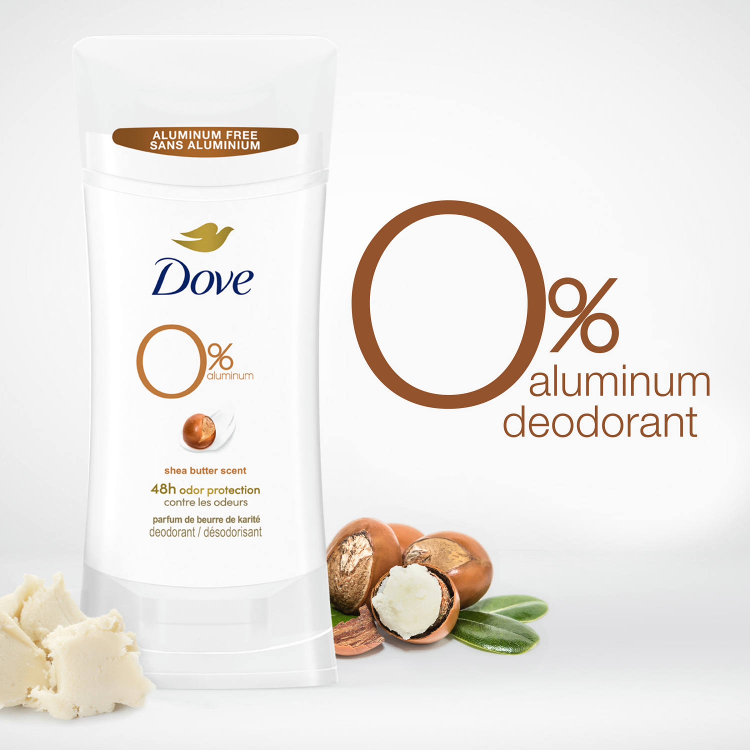 slide 2 of 4, Dove 0% Aluminum Shea Butter Scent Deodorant 2.6 oz, 2.6 oz