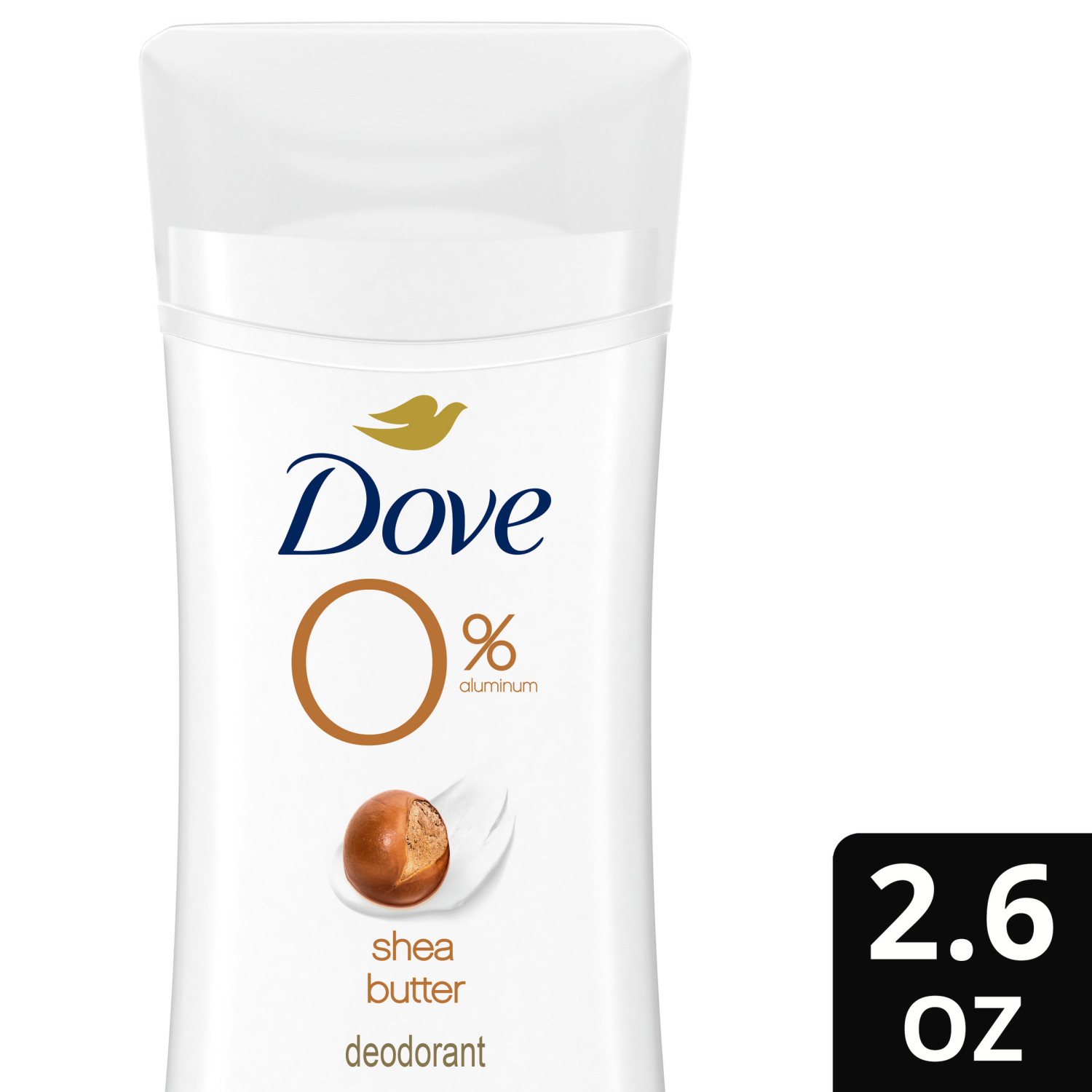 slide 1 of 4, Dove 0% Aluminum Shea Butter Scent Deodorant 2.6 oz, 2.6 oz