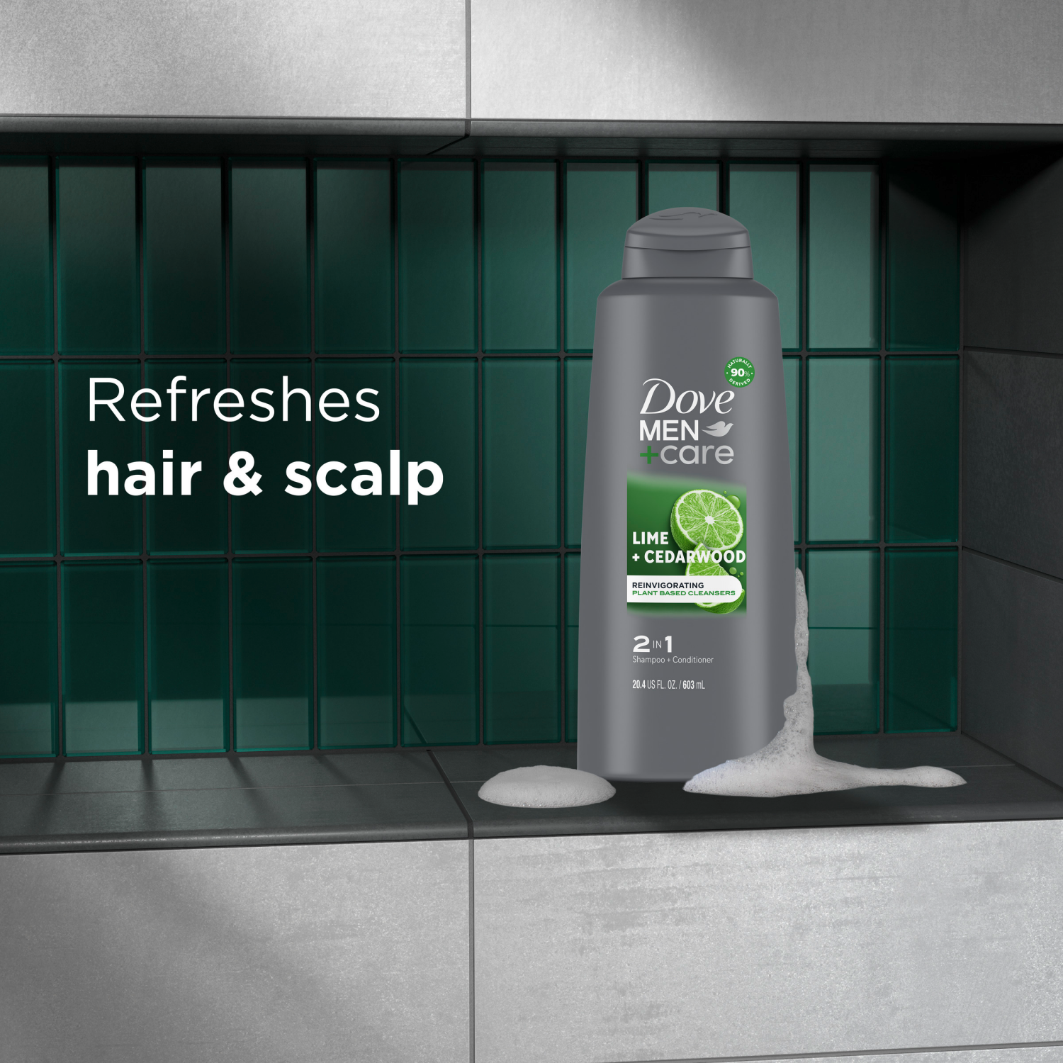 slide 5 of 8, Dove Men+Care Reinvigorating 2 in 1 Lime + Cedarwood Shampoo + Conditioner 20.4 oz, 20.4 oz
