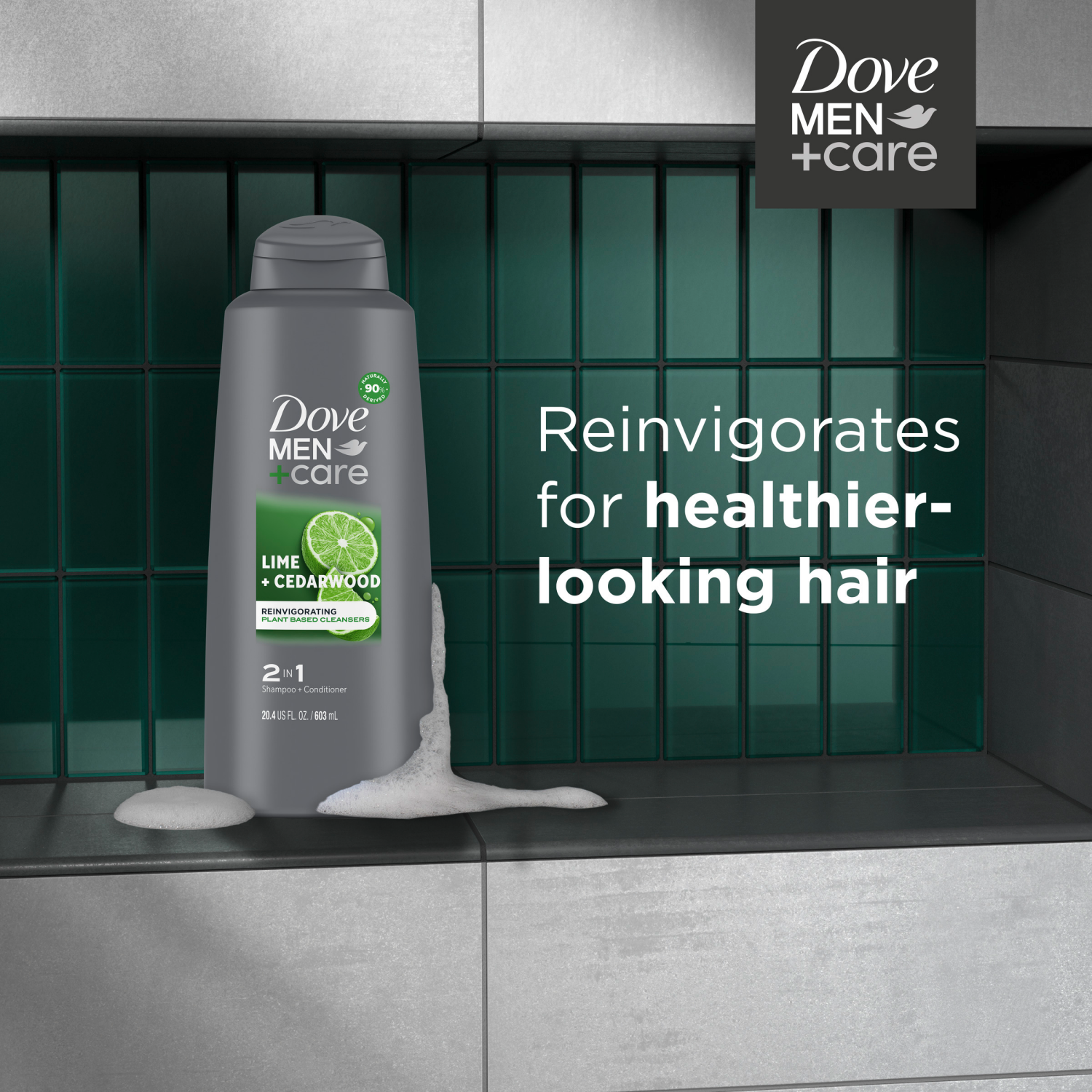 slide 8 of 8, Dove Men+Care Reinvigorating 2 in 1 Lime + Cedarwood Shampoo + Conditioner 20.4 oz, 20.4 oz