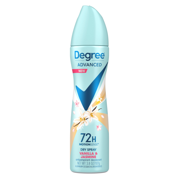 slide 4 of 9, Degree Advanced Antiperspirant Deodorant Dry Spray Vanilla & Jasmine, 3.8 oz