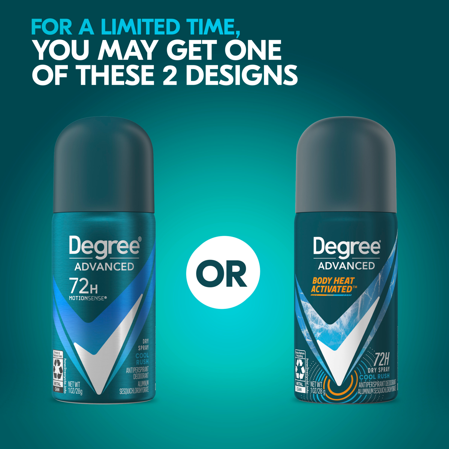 slide 3 of 5, Degree Men Advanced Antiperspirant Deodorant Dry Spray Cool Rush, 1 oz