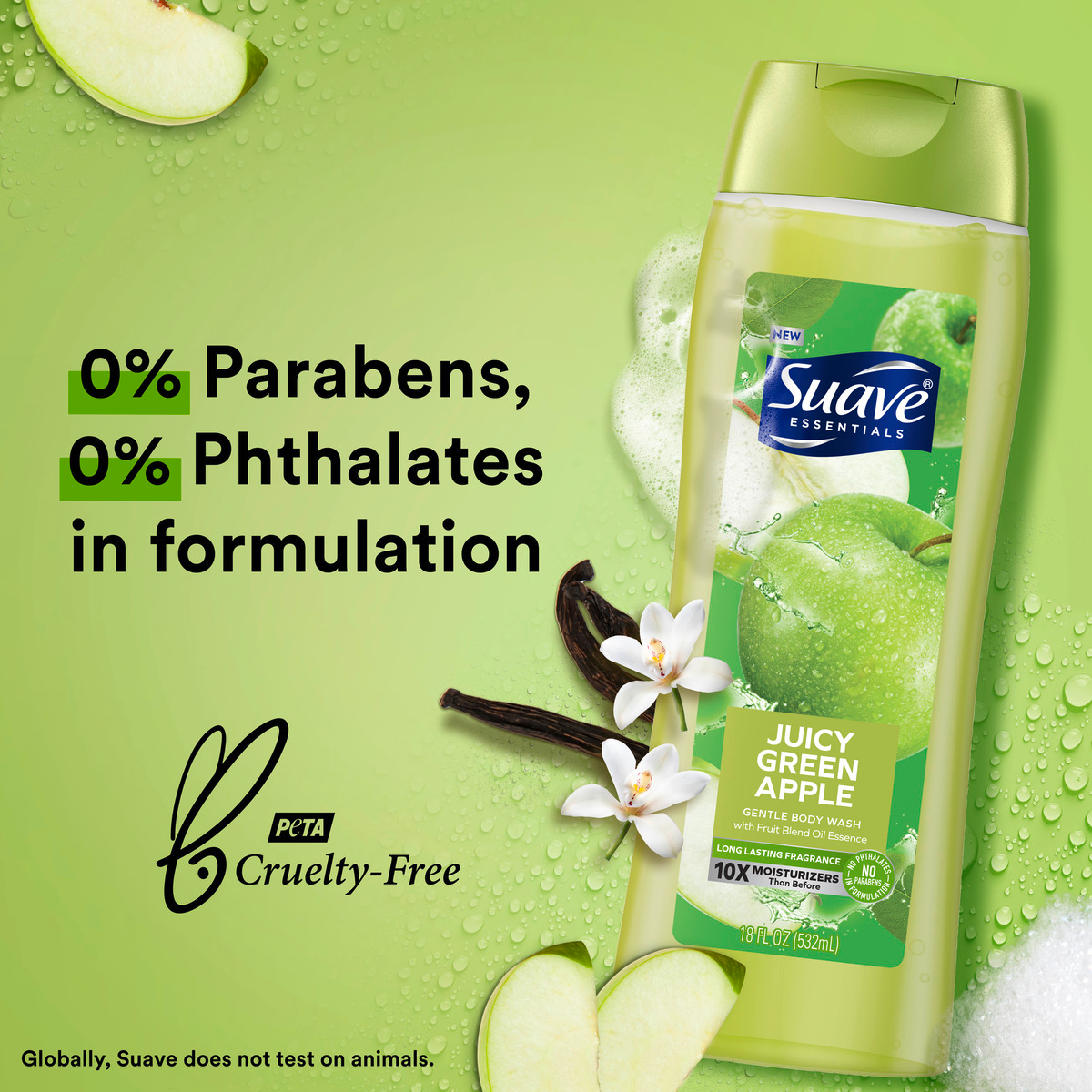 slide 13 of 25, Suave Essentials Gentle Body Wash Juicy Green Apple With a Fruit Oil Blend Essence Infused with Vitamin E & Apple Extract 18 oz, 18 oz