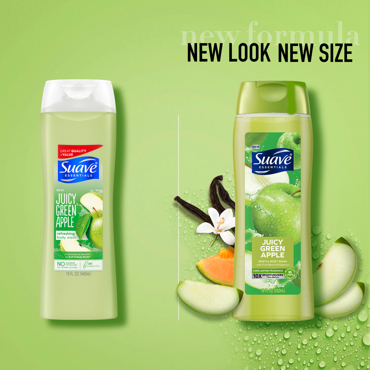 slide 21 of 25, Suave Essentials Gentle Body Wash Juicy Green Apple With a Fruit Oil Blend Essence Infused with Vitamin E & Apple Extract 18 oz, 18 oz